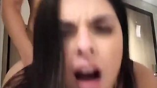 Brunette teen in lingerie films Home porn in doggy pose