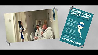 Daddy4k. dark haired nurse cheating in doctor's office with dad