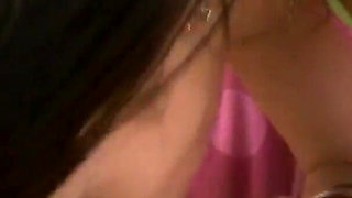 Pierced brunette Bridgette Powell sucks cock while fucking toys