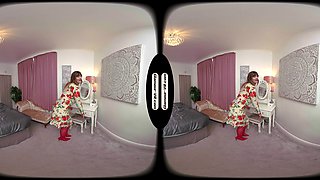 Lottii Rose Floral Wrapover Dress With Red Stockings Tease Treat - 8k Vr