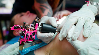 Big Dick Tattooed Foursome - Merry's Anal Adventure with Double Blowjob & Facial