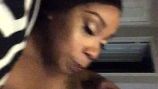 Busty brunette babe fucks her nice big cock