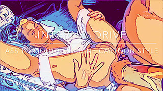 Ass to mouth machine. Hentai cartoon style