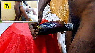 Fucking egg plant and feeling as real pussy while watching porn movie , all what I needed was sexual pleasure till i get CUM