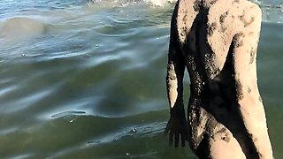 Massive juggs brunette fatty strips and jerks solo