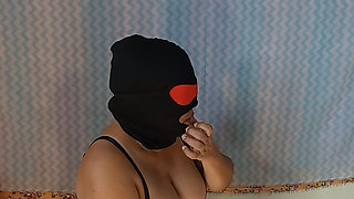 Masked Desi Housewife Swallows Cock Deep