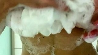 Awesome Big Boobs Blonde Masturbates In The Shower