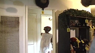 Ebony Slut Pleasing Big White Cock