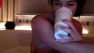 Chubby Brunette Big Boobs Dildo Masturbation