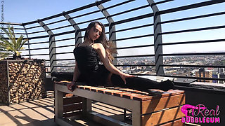 Sexy Contortion Model Stretching Outdoor