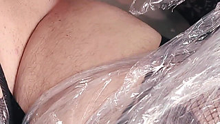 Two Dominant MILFs Destroy Sub in Plastic Wrap Spitroast Pegging - Double Strapon Threesome & Full Weight Trampling