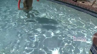 Bare-chested pool party with sweethearts