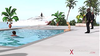 Two girls have really hard rough sex with black men at the villa - Interracial