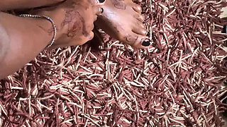 Hot ebony babe foot massage section