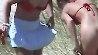 Teen lesbians on the beach