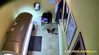Czech Solarium 69: Sexy Young Brunette Shows off Her Tight Pussy