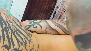 Anal Threesome During Tattoo Session