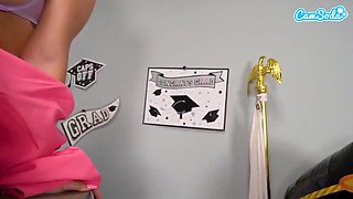 Camsoda-Blond hair babe college graduate rubbing her twat solo