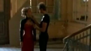 Big boobs blonde humiliating whipping in red latex dress