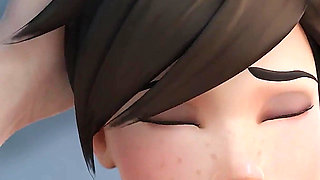 Tracer & 3 Guys One by One - Blowjob, Anal & Fuck While Playing Game 3D Overwatch Porn