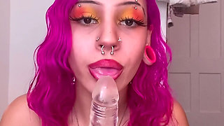 Petite Alternative 18 Year Old Sloppy Dildo Sucking Eye Contact