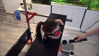 Slave Defenseless in the Pillory Driven to Orgasm on Sybian Part 2