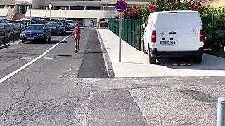 Morning Run Of Monika Fox Without Panties Through The