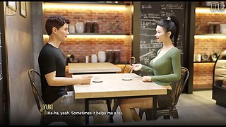 Curvy hot brunette in an adult visual novel experience