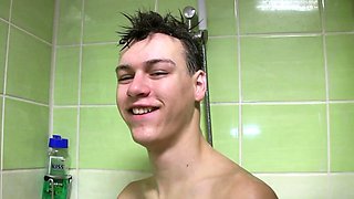 Adorable Czech Twink Jerks Off in Steamy Shower Solo Scene