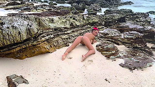 Amazing Monika Fox Naked on Beach of Paradise Island