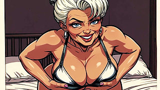 Ai Old Women in Bedroom Teasing and Flashing Tits