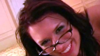 Nerdy Girl in Glasses Goes Deep