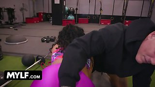 Busty laTina Brianna bourbon gets her stretch pants torn and her Tight Pussy drilled in the sport - mylf