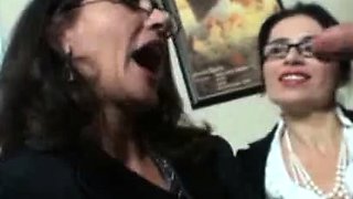 Milf Persia and Tatiana milk young Joey when he masturbates