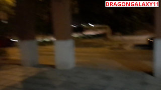 (risky public) Latina college flashing tits in the street and jerk off