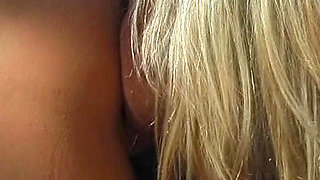 Flexible Blonde with Big Tits Licks Her Own Pussy