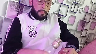 Massaging my cock with oil until I shoot a nice big load