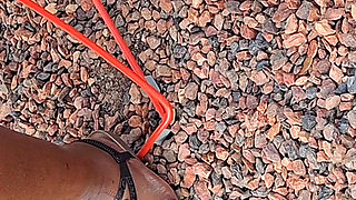 Thick Ebony Thighs N BBW Mature Feet with Plump Juicy Yellow Toes