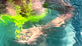 Artemisia Love Flashing Her Perfect Big Tits Underwater and Smoking a Cigarette