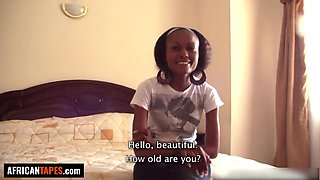 Cute 18YO Ebony Maid Steven Hard Kneels for Fat Tip Reward