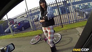 Busty Cyclist Chantelle Fox as Fake Cop Takes Chantelle Whites Big Load