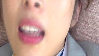 Elegant Flight Attendant. Gentle Smile Turns Into Intense Desire!