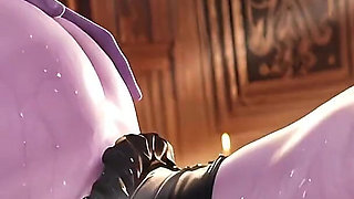 Busty Purple Sugar Mommy in Corset and Stockings Rides Hard in Candlelit Mansion - Masked Redhead Gets What She Wants
