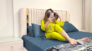 Sleeepwalker Stepson Seduce Her Stepmom While She Was Talking to Her Husband