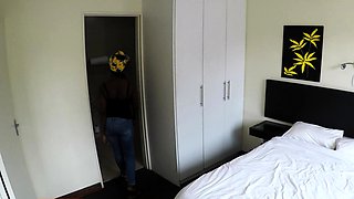 Chubby Ebony BBW maid gagged and fucked