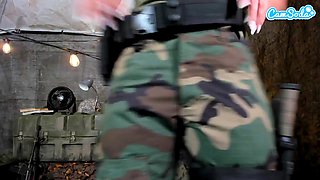 Camsoda - Army soldier babe strips and fingers herself
