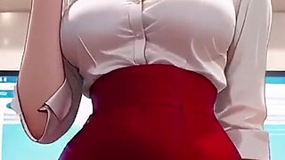 Blonde Secretary's Office Secret! Red Dress Hugging Curves, Beige Suit Barely Containing Her Fullness