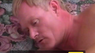 Slut gets jizzed on after sucking cock and taking dick in bed