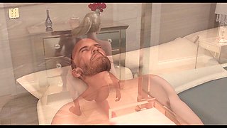 Hot blonde with big tits plays PC games while showing off her curves