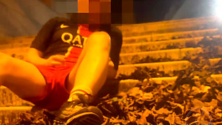 Amateur Boy in Football Gear Caught Wetting Himself in the Street